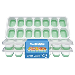 Weftnom ice cube tray with lid 3-pack for spill-free freezing and neat storage.