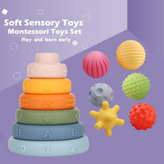 Weilim Montessori sensory textured balls provide tactile exploration during playtime.