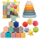 Weilim Montessori soft blocks cubes promote early color and shape recognition for babies.