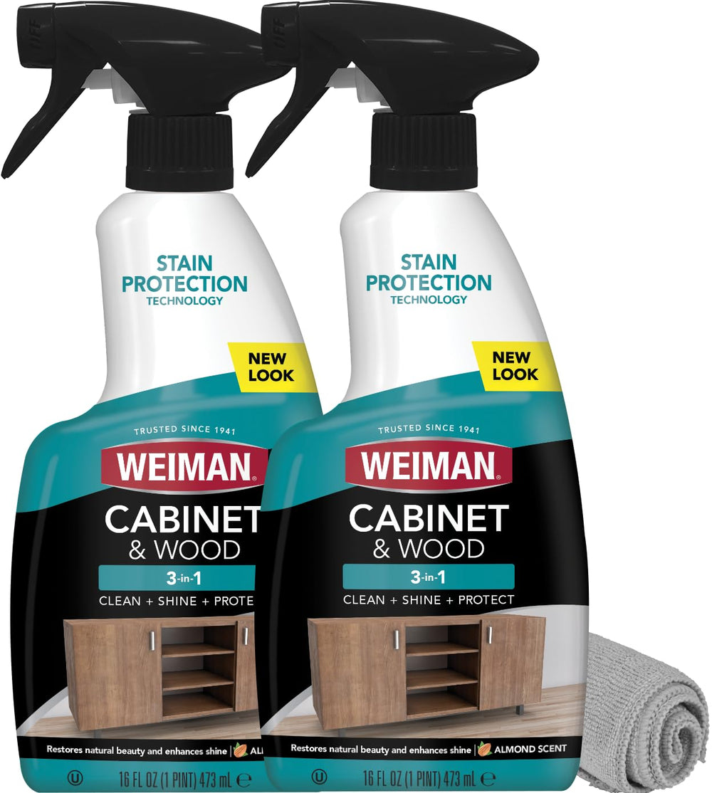 Weiman cabinet and wood cleaner spray bottle delivers streak-free shine on cabinets