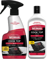 Weiman Cooktop Daily Cleaner Spray removes grease quickly for a sparkling stovetop.