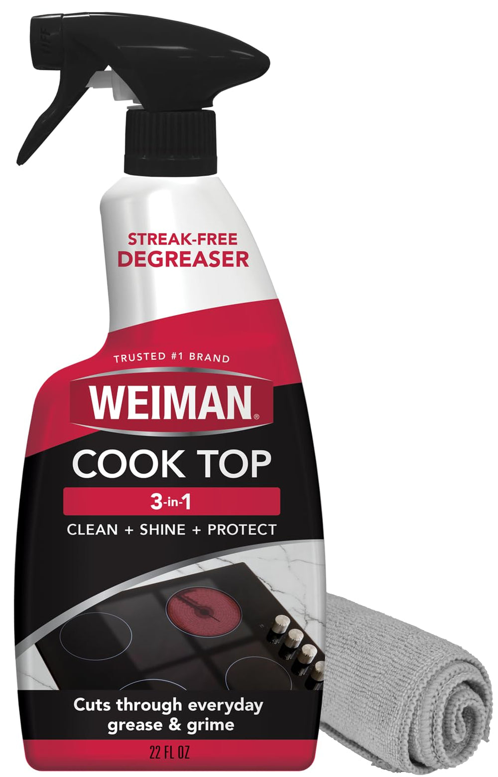 Weiman Daily Cooktop Cleaner bottle for easy grease removal on stovetops