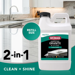 Weiman Granite Daily Clean spray application for quick streak-free cleaning.