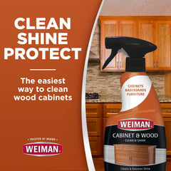Weiman microfiber towel beside bottles for easy, streak-free polishing