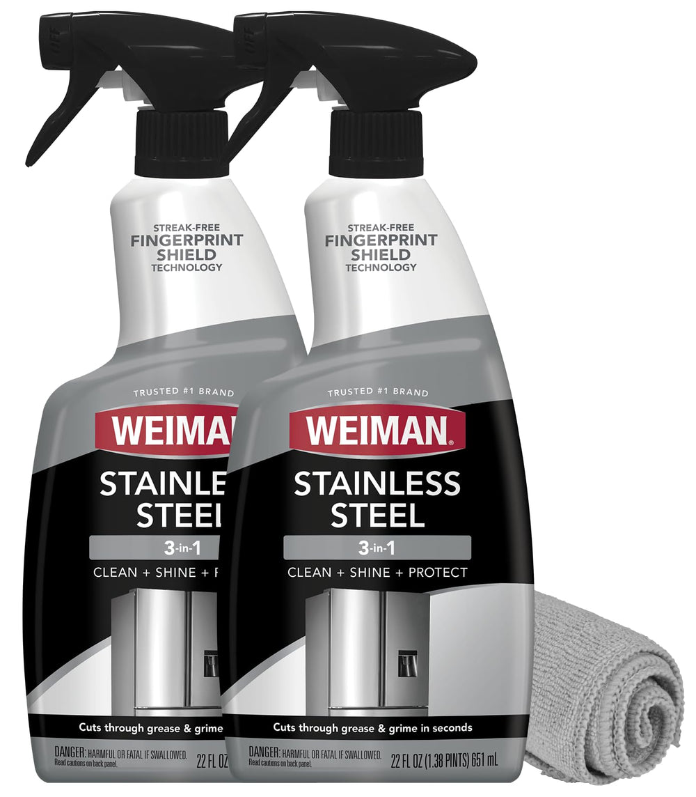 Weiman stainless steel cleaner polish 2-pack for a polished, streak-free shine.