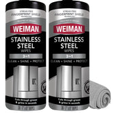 Weiman stainless steel cleaner wipes for appliances remove fingerprints for a streak-free shine.