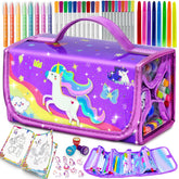 Weirtoya tote bag art kit keeps markers organized for travel and play.