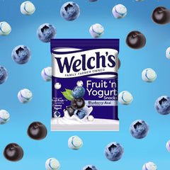 Welch's Blueberry-Acai snacks close-up highlighting the yogurt coating and fruity texture.