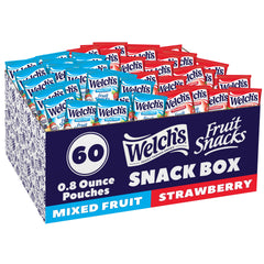 Welch's Fruit Snacks box with 60 packs, ideal for school lunches and on the go.