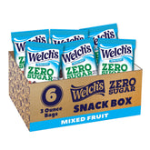 Welch's Zero Sugar Fruity Bites Mixed Fruit box shows gluten free on the go snacking.
