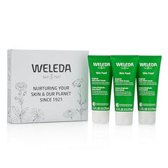 Weleda Skin Food texture close-up shows rich cream for dry skin.
