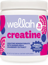 Wellah Creatine for Women bottle in Blueberry Pomegranate, supports workout stamina