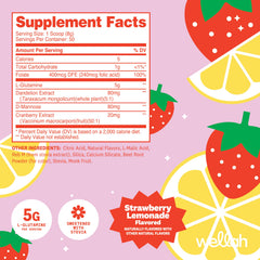 Pouring Wellah L-Glutamine Strawberry Lemonade into a glass