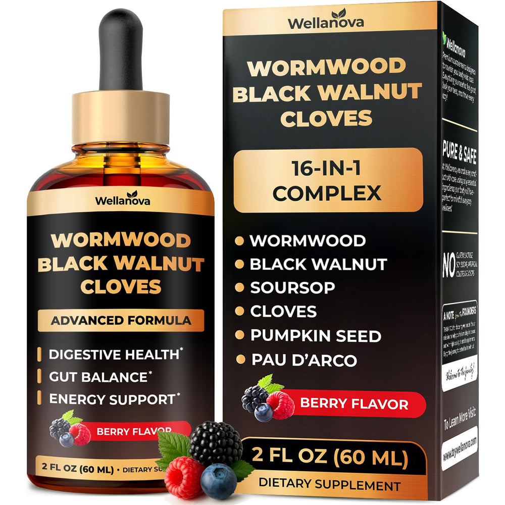 Wellanova Wormwood Cleanse bottle front for daily digestive support.