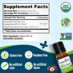 Wellements probiotic drops bottle-top communicates safety and organic formulation.