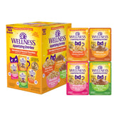 Wellness Appetizing Entrées variety-pack pouches show protein-rich meals for adult cats.