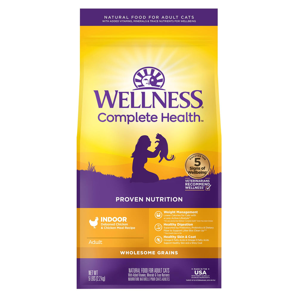 Wellness Complete Health Indoor Chicken Recipe bag front for indoor cats daily nutrition