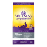 Wellness Complete Health Senior dry cat food chicken bag with grain-free formula for seniors.