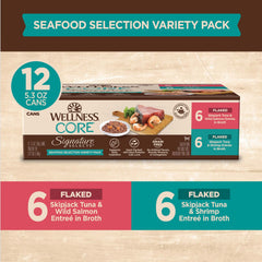 Real meat shreds in sauce from Wellness CORE Signature Selects cat cans for savory protein