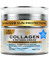 Wellness Heavens anti-aging moisturizer bottle for daily use with SPF protection.