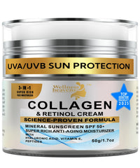 Wellness Heavens anti-aging moisturizer bottle for daily use with SPF protection.