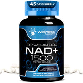 WELLNESS LABSRX liposomal NAD bottle with capsules, emphasizing daily energy support
