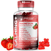 WELLNESS LABSRX bottle front with calming, strawberry-flavored gummies.