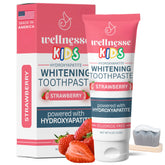 Wellnesse hydroxyapatite toothpaste for kids with strawberry flavor in a tube for enamel-friendly brushing