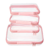 WELPIRT medium clear zipper case in light pink for travel toiletries and cosmetics.