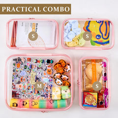 WELPIRT small clear zipper pouch B keeps makeup items neatly stored in a tote.