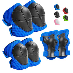 Wemfg kids protective gear set front view blue for safe play during skating and biking