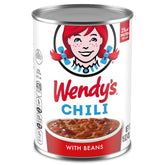 Wendy's Chili With Beans can front, quick, protein-rich meal option.