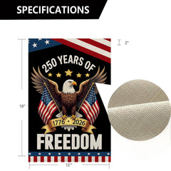 WENWELL gold anniversary banner accent on patriotic flag