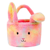 Wepop kids plush Easter basket with handle and folded ears, ideal for egg hunts