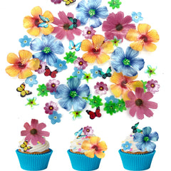 Weraru mixed-color edible flowers close-up adds vibrant cake accents