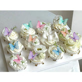 Weraru edible wafer butterfly cupcake topper in mixed colors for festive decorations.