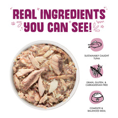 Weruva Classic Cat grain-free cans with clean labels and simple ingredients.