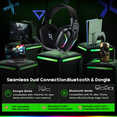 WESEARY headset using 2.4GHz dongle mode for PS5 and PC.