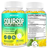 Wesiguk Soursop Graviola Gummies bottle with sea moss and turmeric for immune support
