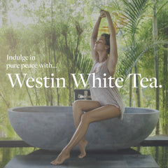 Home spa setup with Westin White Tea Aloe for hotel-inspired pampering.