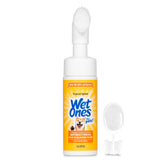 Wet Ones Pets Paw Cleaner with built-in brush shows convenient on-the-go paw cleaning