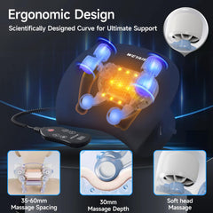 Weyais massager worn around neck shows hands-free relief in use