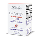 WHC UnoCardio X2 orange bottle highlights heart‑healthy omega‑3 formulation