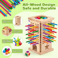 WhimsiPlay 42 colorful sticks promote color sorting and fine motor skills during play.