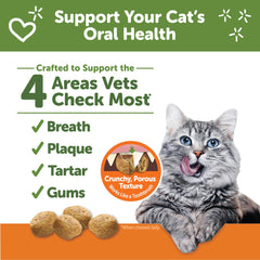 Whimzees Wellness cat dental treats back bag shows natural ingredients for adult nutrition