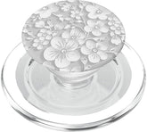 White Flower PopSockets PopGrip featuring floral pattern for a secure, comfortable grip