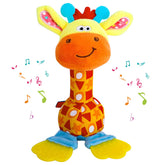 WHNKFB giraffe plush teether rattle for tummy-time sensory play