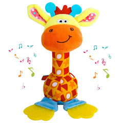 WHNKFB giraffe plush teether rattle for tummy-time sensory play