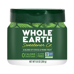 Whole Earth Sweetener jar front view with dual flip-top lid for everyday use.