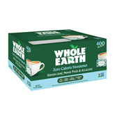 Whole Earth zero calorie sweetener packets ready for beverages.